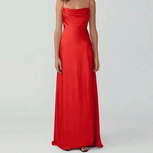 Fame and partners sunset orange strappy draped gown